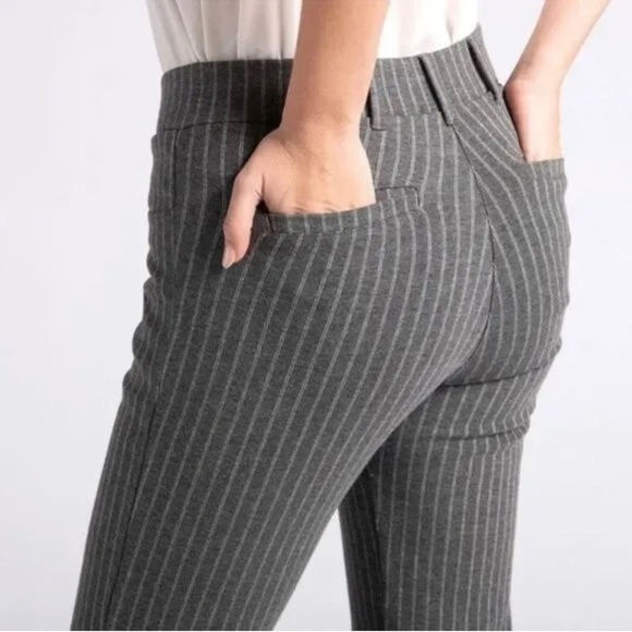 BETABRAND Straight Leg Classic Dress Work Pant Yoga Pant Gray Pinstripe L Long - Picture 3 of 16